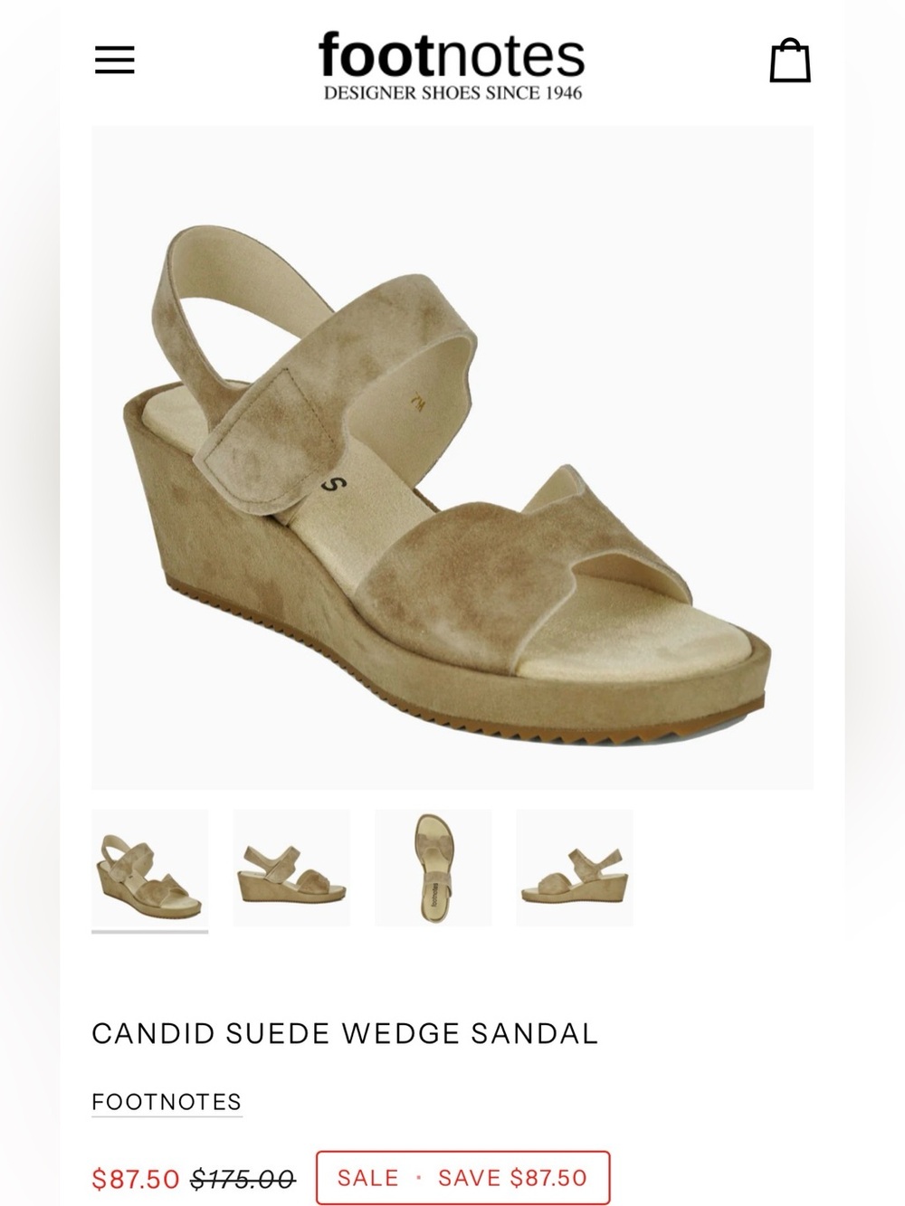 Footnotes CANDID SUEDE WEDGE SANDAL size 7 NWOT